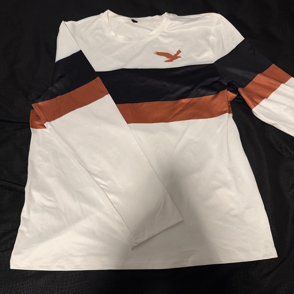 White Long Sleeve Shirt with Stripes